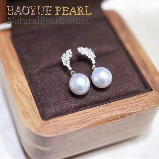 8mm Near round freshwater pearl wedding earrings set Freshwater pearl earrings wholesale